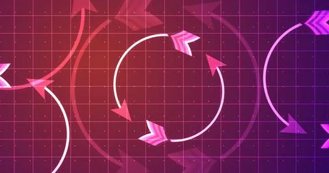 Arrows in a circular loop moving. Recycle reuse concept for digital data. A.. Stock Illustration