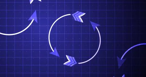 Arrows in a circular loop moving. Recycle reuse concept for digital data. A.. Stock Illustration