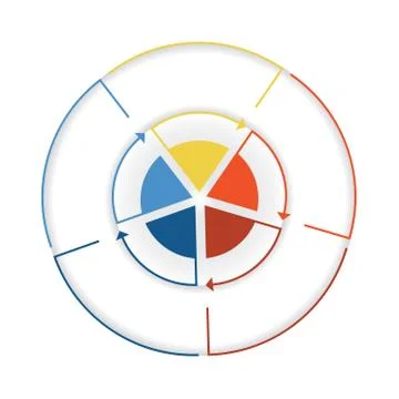 Arrows from colourful lines Around circle 5 Stock Illustration
