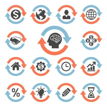 Arrows concept icons set. Vector illustrations. Stock Illustration