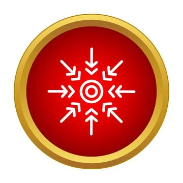 Arrows converging on central target point icon Stock Illustration
