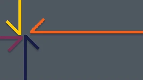 Arrows converging to form an asterisk. Convergence and meeting concept. Retro Stock Footage 141172919