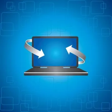 Arrows covers a laptop - vector illustration Stock Illustration