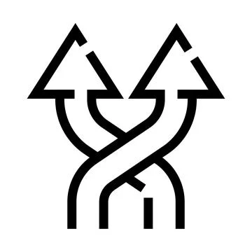 Arrows crossing paths and merging direction up Stock Illustration