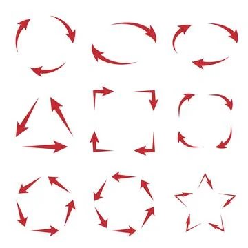 Arrows cycle diagram in different shapes, vector illustration Stock Illustration
