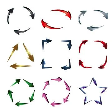 Arrows cycle diagram in different shapes, vector illustration Stock Illustration
