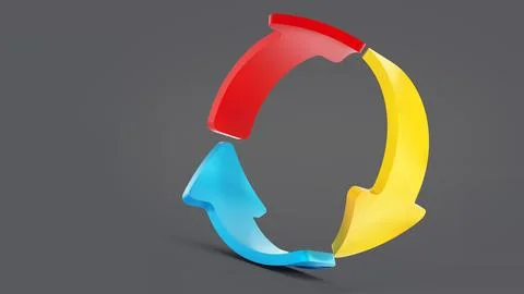 Arrows cycle isolated on gray background. 3D illustration Stock Illustration