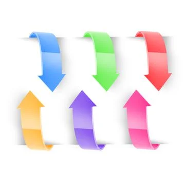 Arrows, decrease or graphic sign for increase, synergy or icon for growth Stock Photos