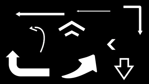 Arrows, direct symbol set on transparent background. Stock Footage 126781376
