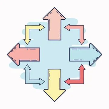 Arrows, direction, flow. Hand-drawn illustration Illustrazione stock