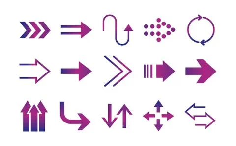 Arrows direction guide cursor web navigation icons set gradient style イラスト素材