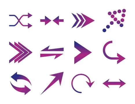 Arrows direction guide cursor web navigation icons set gradient style Illustrazione stock