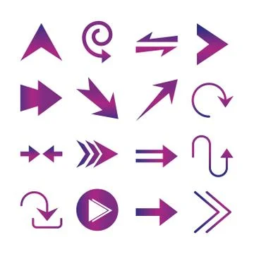 Arrows direction guide cursor web navigation icons set gradient style Illustrazione stock