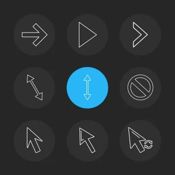 Arrows , directions , pointer , arrow , eps icons set vector Illustrazione stock