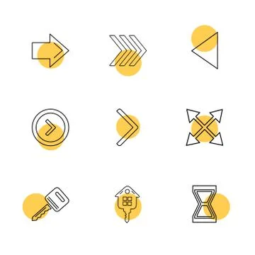 Arrows , directions , pointer , arrow , eps icons set vector Stock Illustration