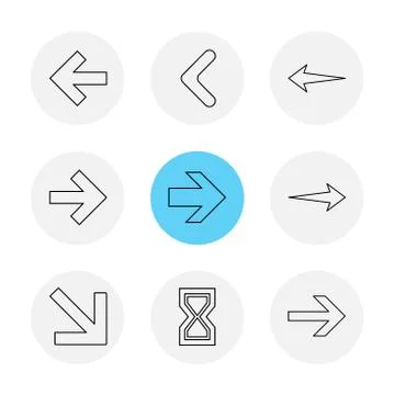 Arrows , directions , pointer , arrow , eps icons set vector Stock Illustration