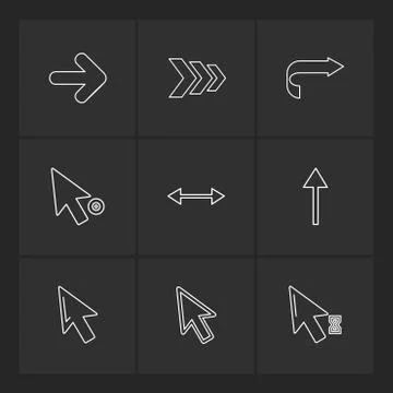 Arrows , directions , pointer , arrow , eps icons set vector Stock Illustration