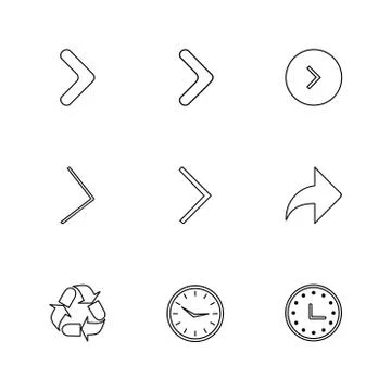 Arrows , directions , pointer , arrow , eps icons set vector Stock Illustration