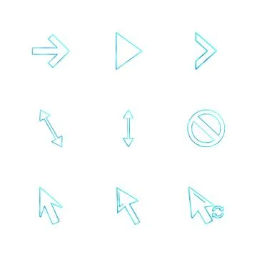 Arrows , directions , pointer , arrow , eps icons set vector Stock Illustration