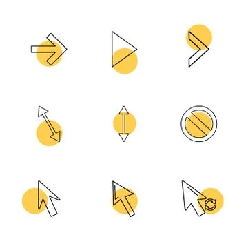 Arrows , directions , pointer , arrow , eps icons set vector Stock Illustration