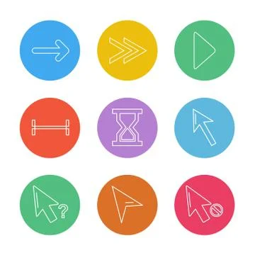 Arrows , directions , pointer , arrow , eps icons set vector Stock Illustration