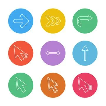 Arrows , directions , pointer , arrow , eps icons set vector Stock Illustration