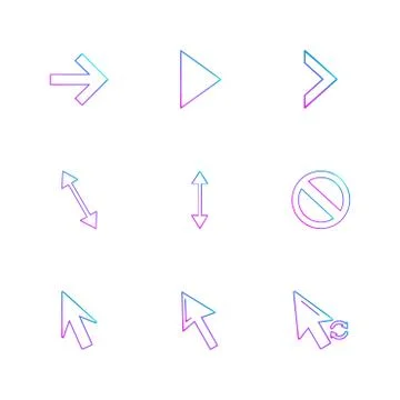 Arrows , directions , pointer , arrow , eps icons set vector Stock Illustration