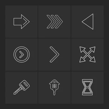 Arrows , directions , pointer , arrow , eps icons set vector Stock Illustration