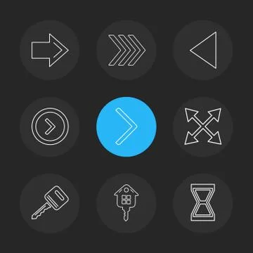 Arrows , directions , pointer , arrow , eps icons set vector Stock Illustration