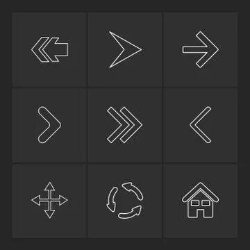Arrows , directions , pointer , arrow , eps icons set vector Stock Illustration