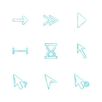 Arrows , directions , pointer , arrow , eps icons set vector Stock Illustration