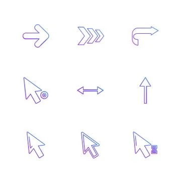 Arrows , directions , pointer , arrow , eps icons set vector Stock Illustration