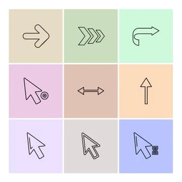 Arrows , directions , pointer , arrow , eps icons set vector Stock Illustration
