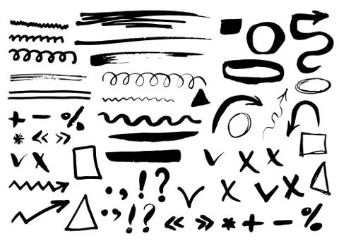 Arrows, dividers and borders, elements hand drawn set vector illustration. イラスト素材