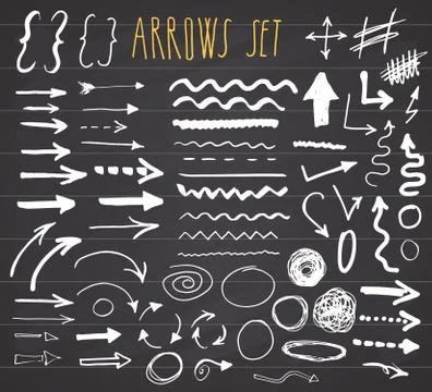 Arrows, dividers and borders, elements hand drawn set vector illustration on  Stockillustratie