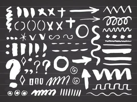 Arrows, dividers and borders, elements hand drawn set vector illustration on  스톡 일러스트