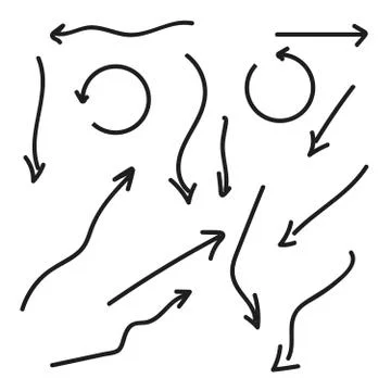 Arrows doodle set. Hand draw arrows sign Stock Illustration
