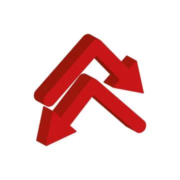 Arrows down 3d style icon Stock Illustration