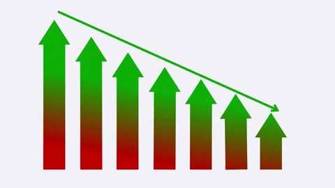 Arrows with Downward Trend Line Animation, Flat Minimal Business Graph Anim.. Stock Footage 310201986