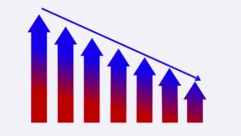 Arrows with Downward Trend Line Animation, Flat Minimal Business Graph Anim.. Stock Footage 310202026