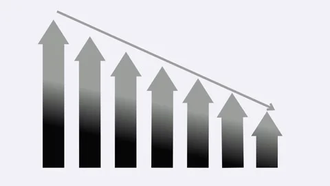 Arrows with Downward Trend Line Animation, Flat Minimal Business Graph Anim.. Stock Footage 310202029