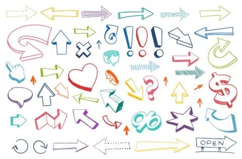 Arrows drawing set Stock Illustration