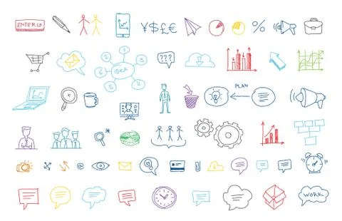 Arrows drawing set for presentation The idea of business. People and Stock Illustration