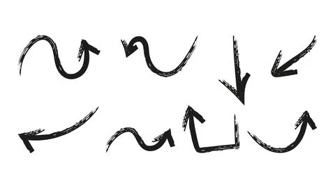 Arrows drawn with brushes for infographic design. Stock Illustration