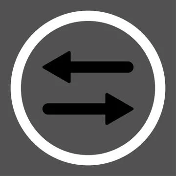 Arrows Exchange flat black and white colors rounded vector icon Stock Illustration