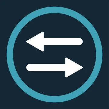Arrows Exchange flat blue and white colors rounded vector icon Stock Illustration