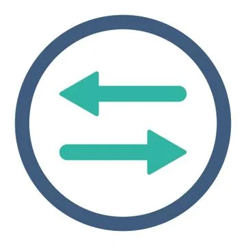 Arrows Exchange flat cobalt and cyan colors rounded vector icon Stock Illustration