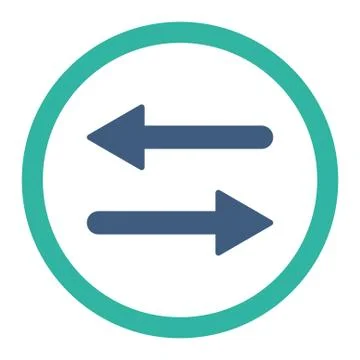 Arrows Exchange flat cobalt and cyan colors rounded vector icon Illustrazione stock