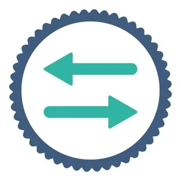Arrows Exchange flat cobalt and cyan colors round stamp icon Stock Illustration