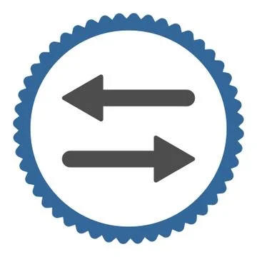 Arrows Exchange flat cobalt and gray colors round stamp icon Stock Illustration